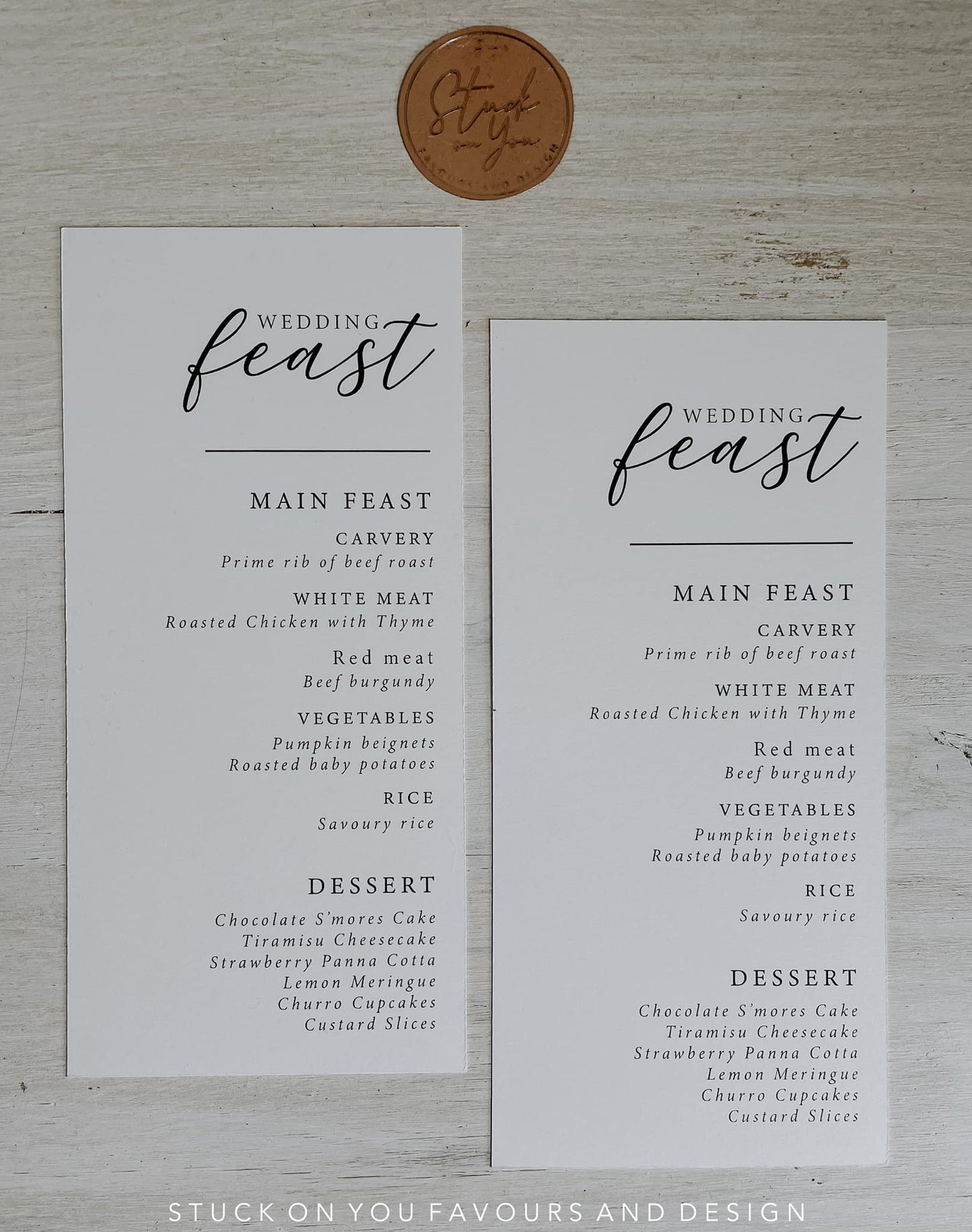 Single Side Printed Menus DL