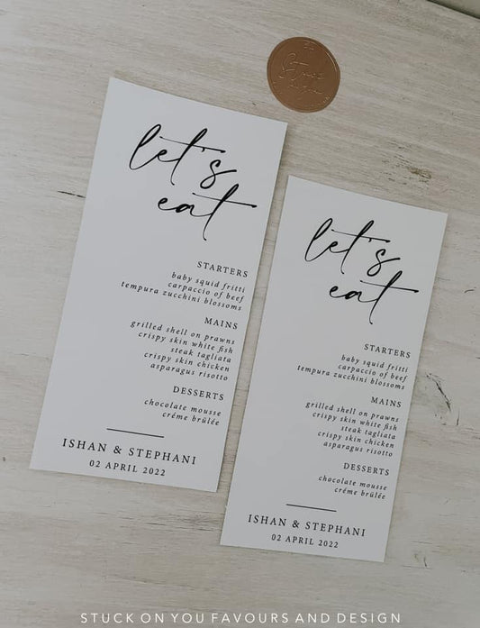 Single Side Printed Menus DL