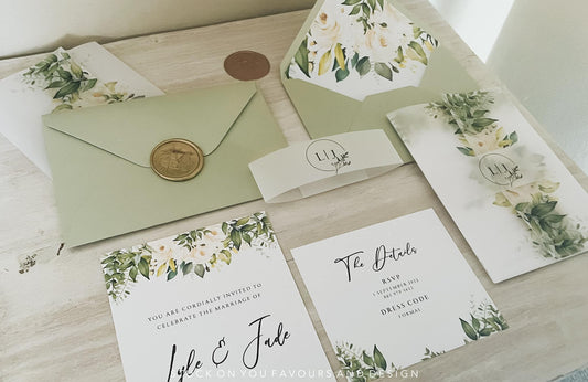 Wrap Sleeve Invitation Set - Style Jade