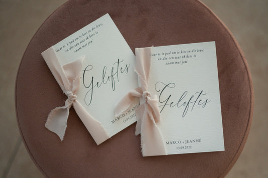 Textured Vow Card with Black Print & Chiffon