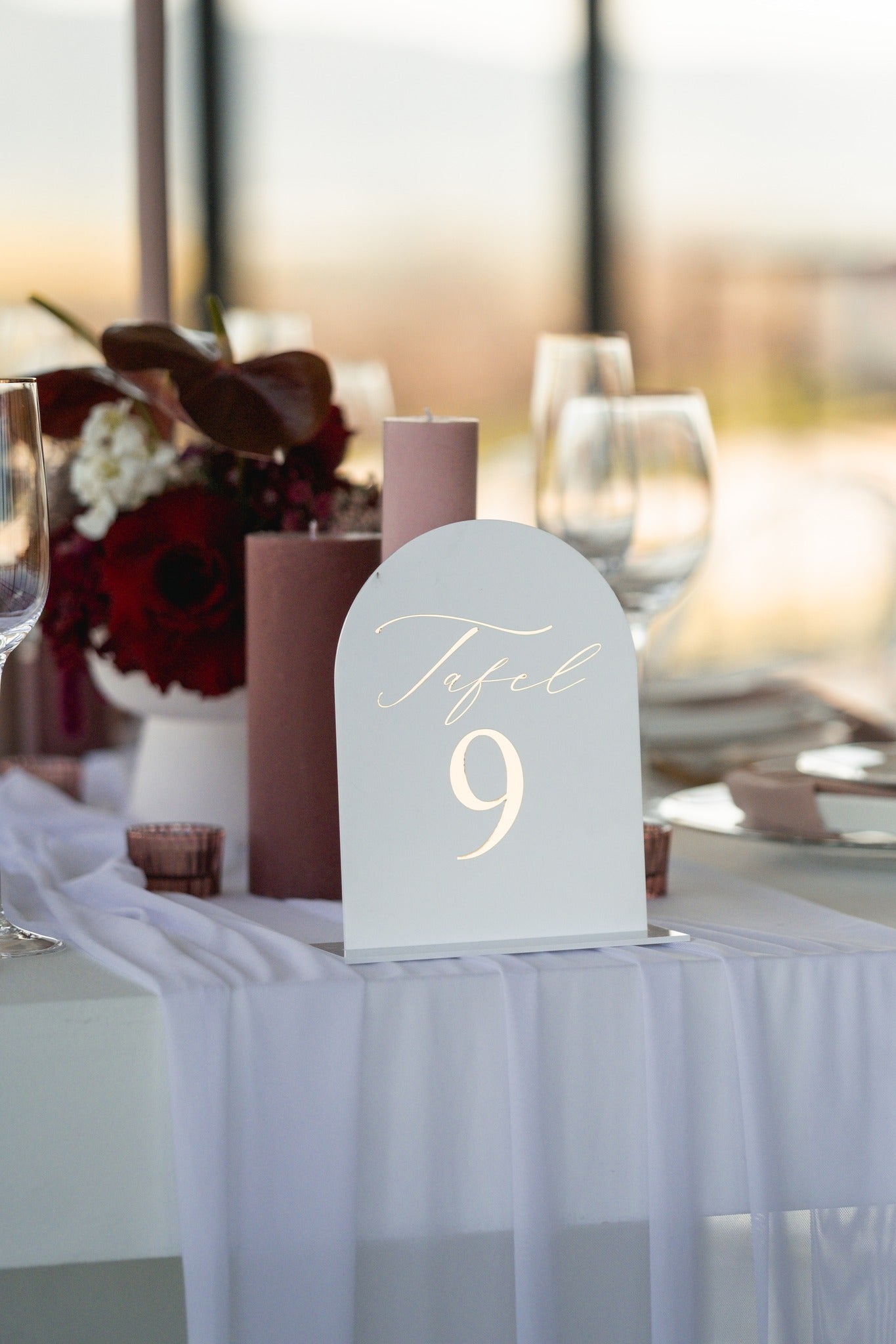White Acrylic Arch Table Number