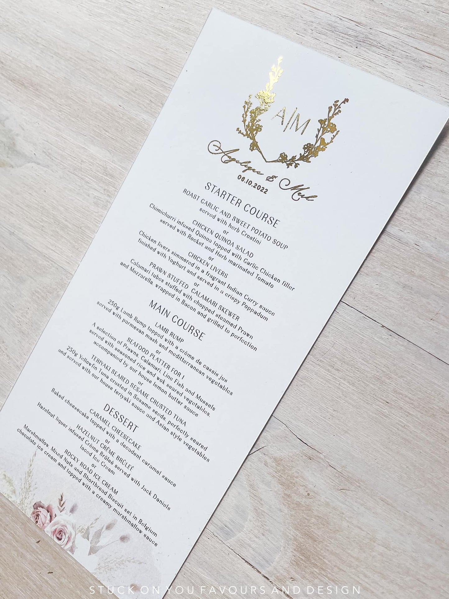 Partially Foiled Monogram Menu