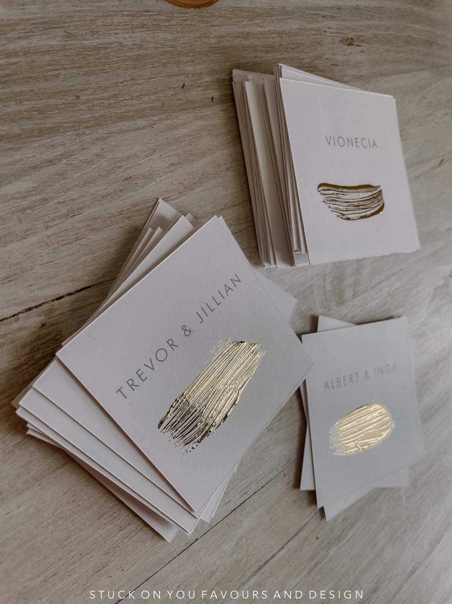 Modern Foiled Brush Stroke Place Cards