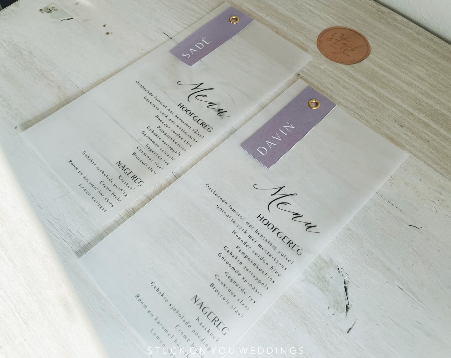 Translucent Menu with Colour Guest Tag