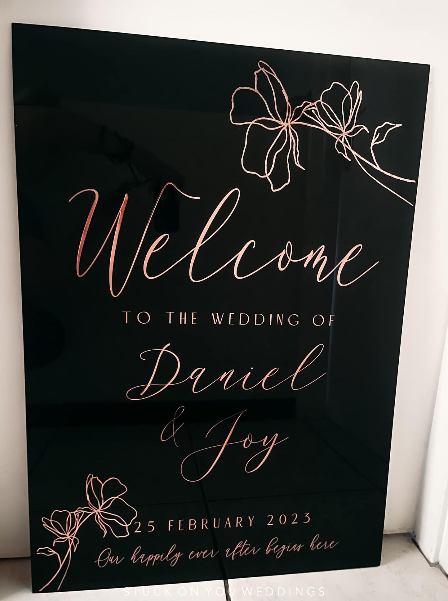 Black Acrylic Welcome Board with Metallic Vinyl