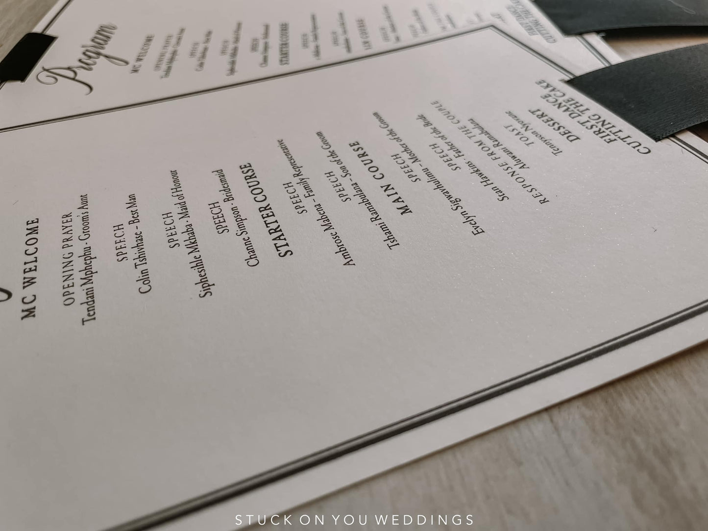 Elegant Program with Black Ribbon Detail