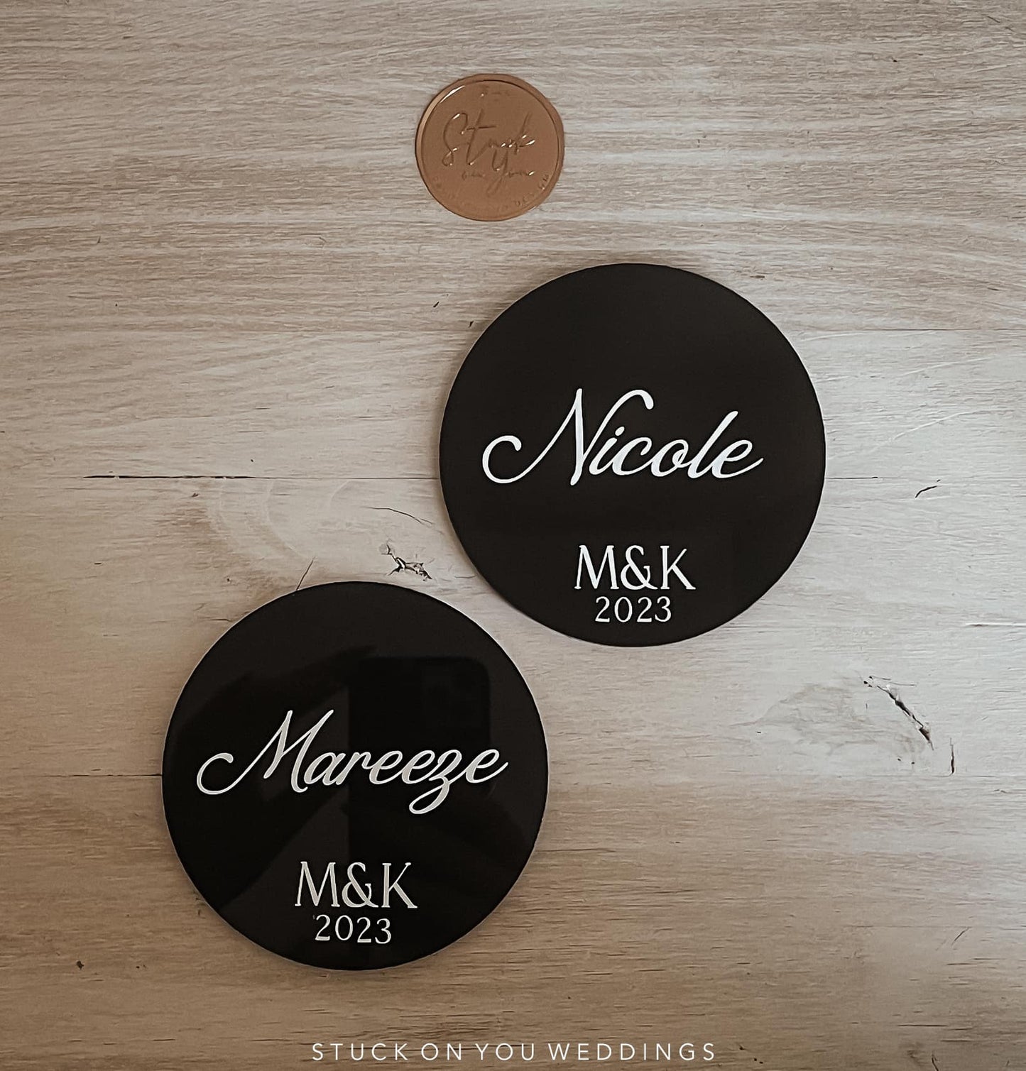 Black Acrylic Coaster with Guest Name & Date
