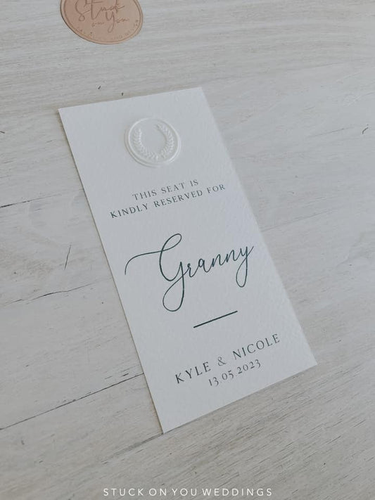 Wax Seal Minimalist Reserved Seating Card