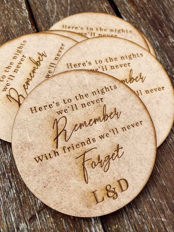 Laser Cut Wooden Coaster Favours