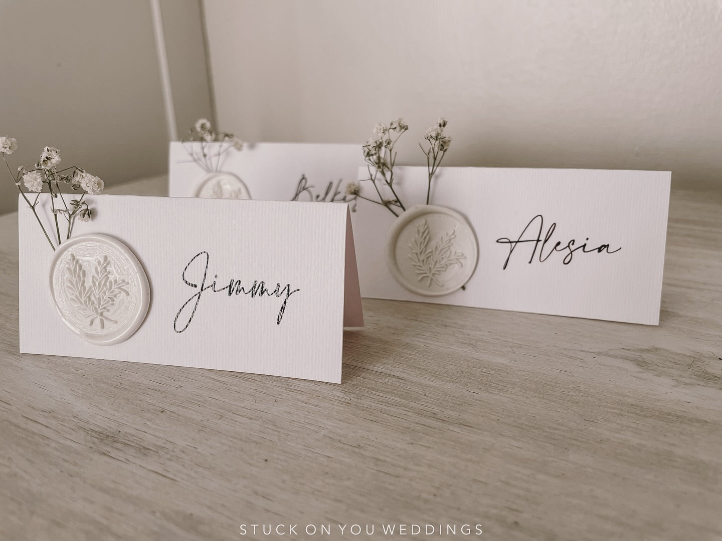 Baby's Breath & Wax Seal Tented Place Card