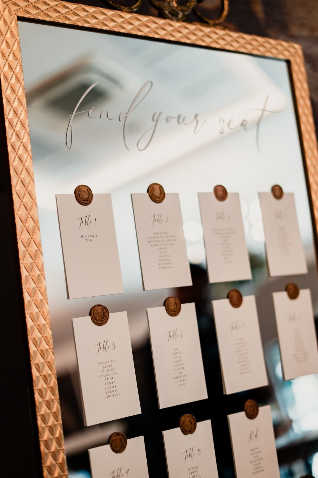Table Seating Chart Cards