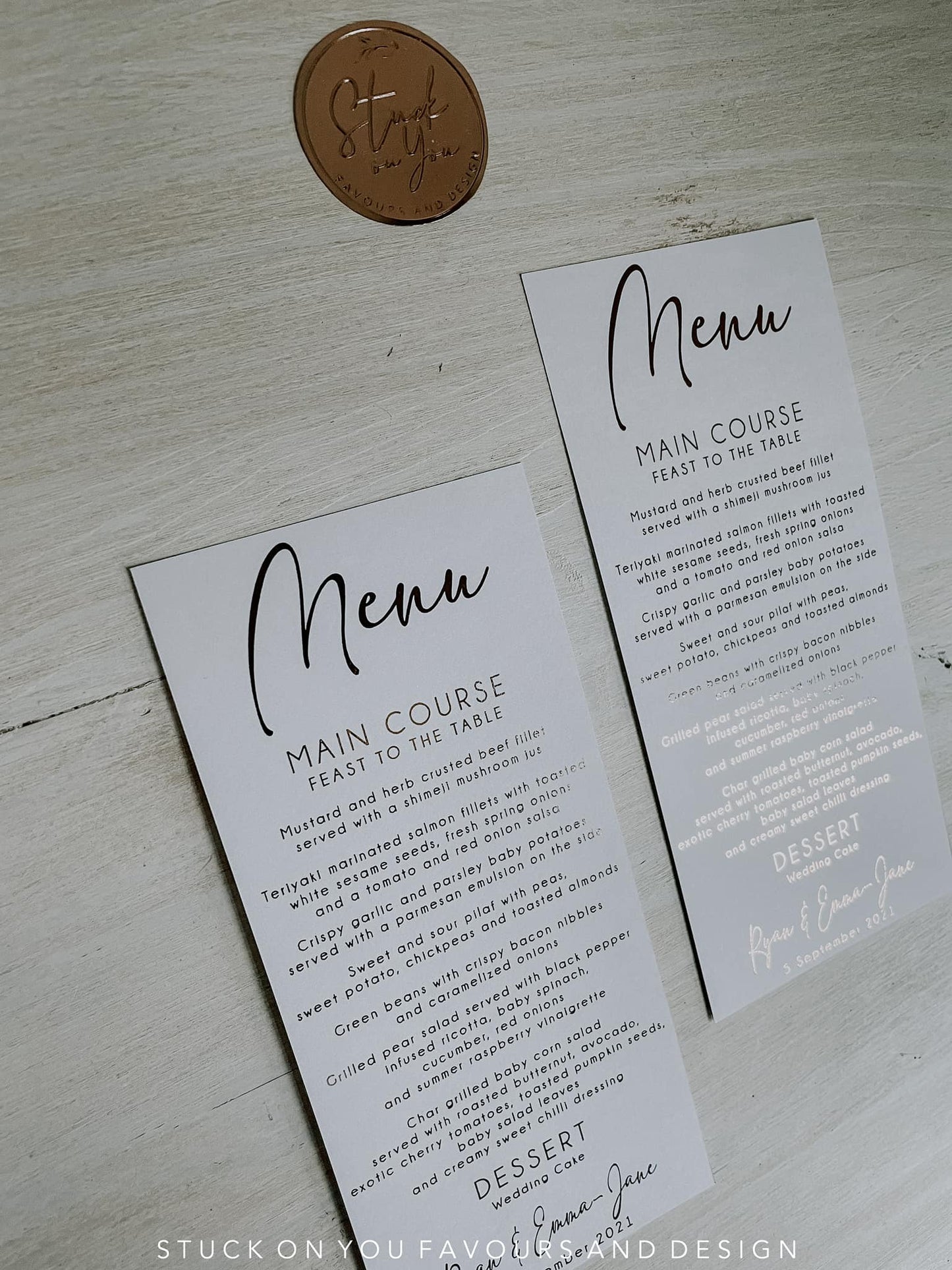 Metallic Foiled White Menu