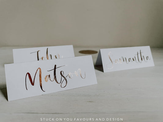 Metallic Foiled White Tented Place Card