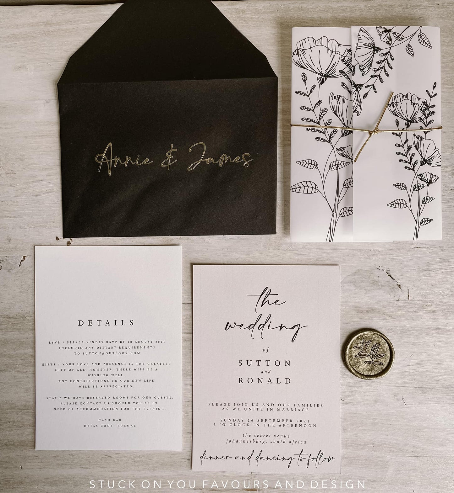 Modern Wrap Sleeve Invitation Set - Style Sutton