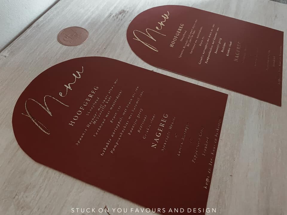 Colour Arch Foiled Menu