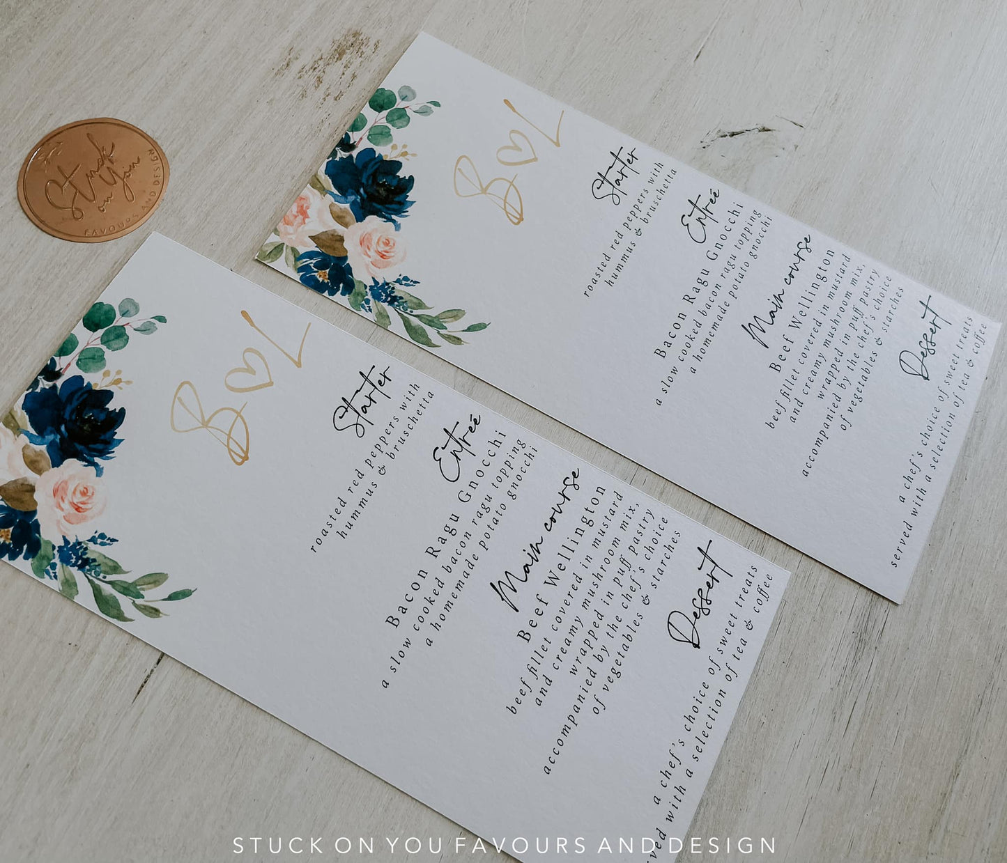 Couple Initials Floral Menu