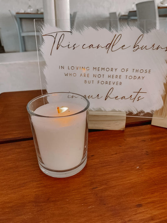This Candle Burns in Loving Memory - A5 Acrylic Table Talker