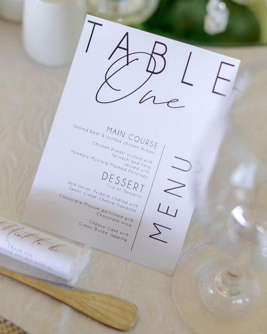 Table Talker Menu - Monochrome
