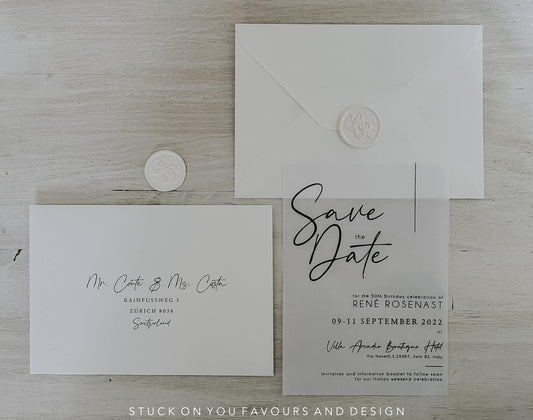 Monochrome Translucent & Textured Invitation Set - Style René