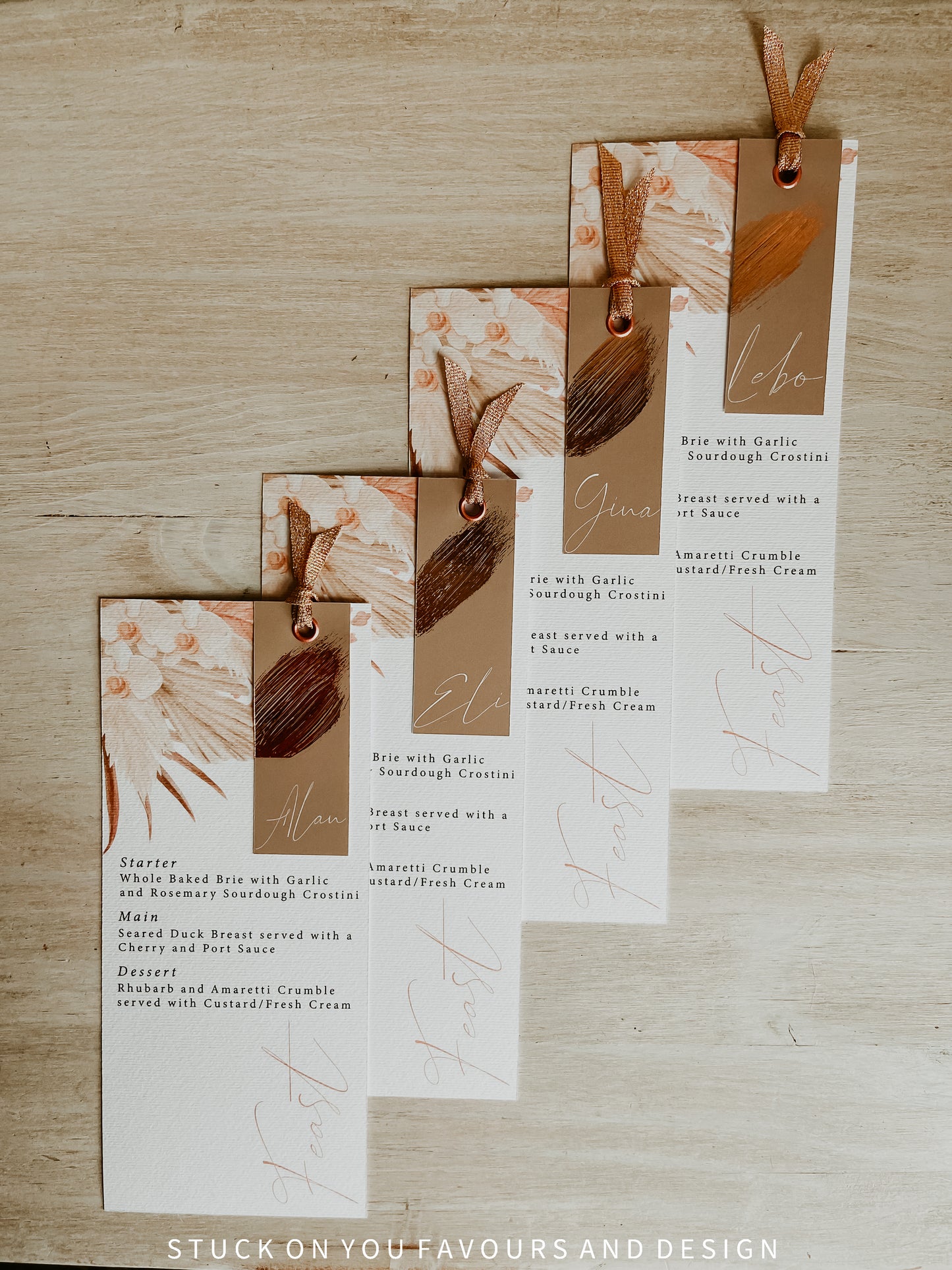 Bohemian Menu with Metallic Brush Foil