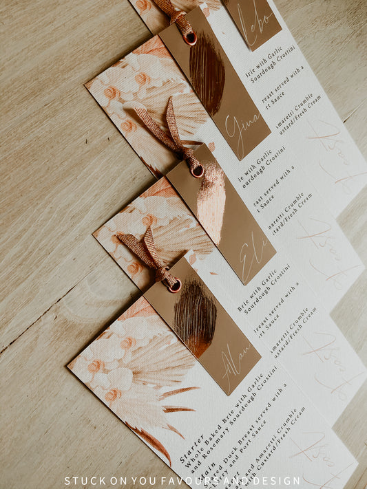 Bohemian Menu with Metallic Brush Foil