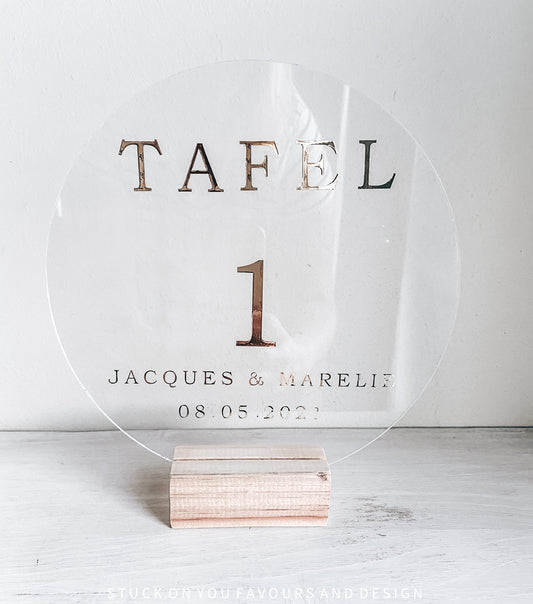 Clear Acrylic Round Personalised Table Number