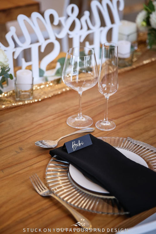 Black Metallic Tented Place Cards