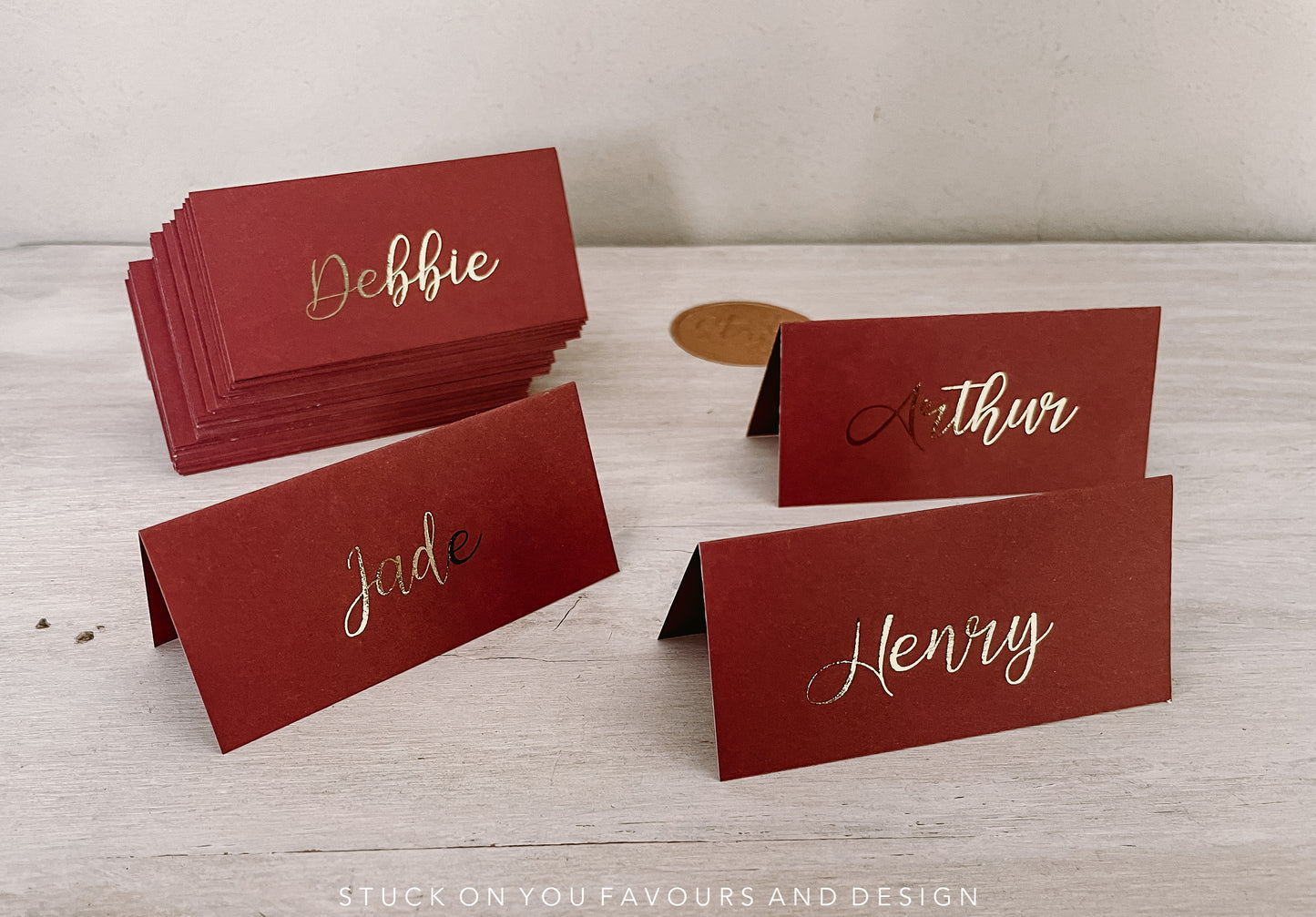 Metallic Burgundy Place Cards