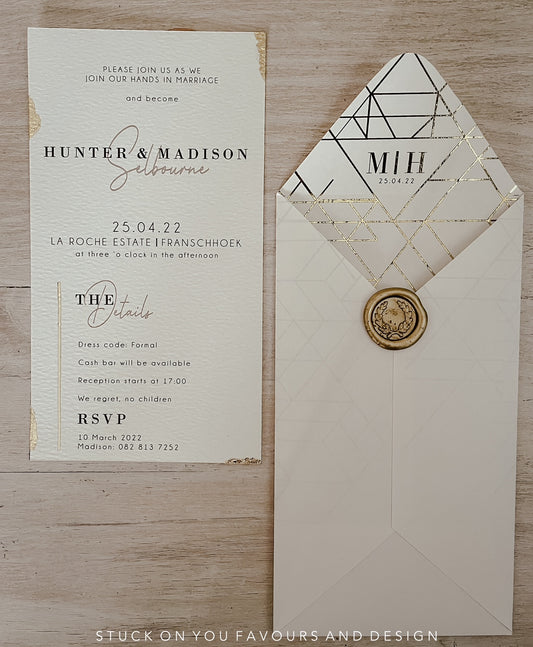 Gold Leaf Textured Invitation Set - Style Candlelight