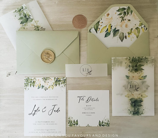 Wrap Sleeve Invitation Set - Style Jade