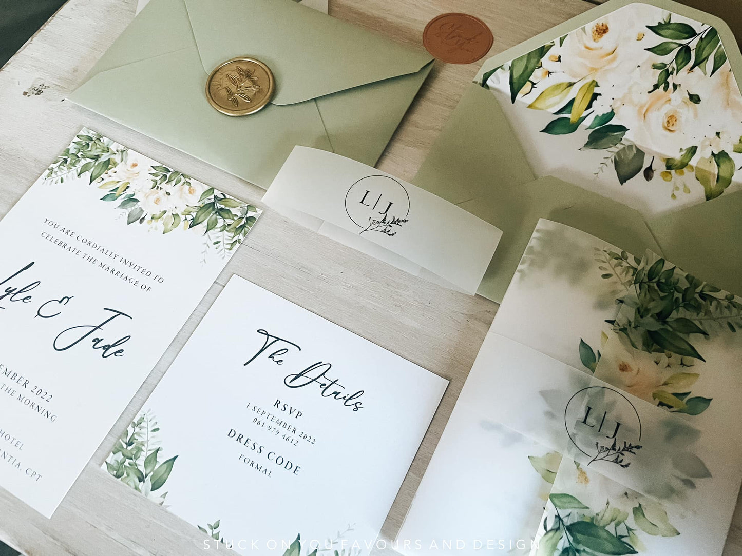 Wrap Sleeve Invitation Set - Style Jade