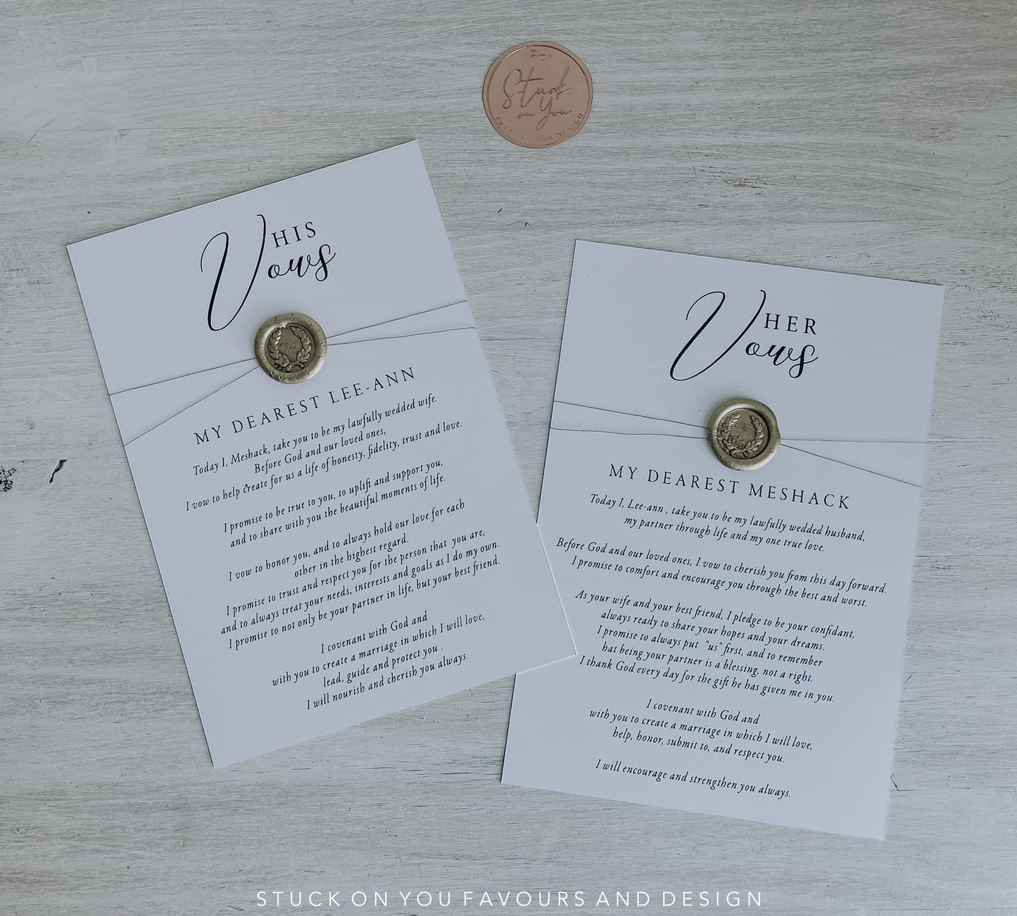 Wax Seal & String Vow Cards