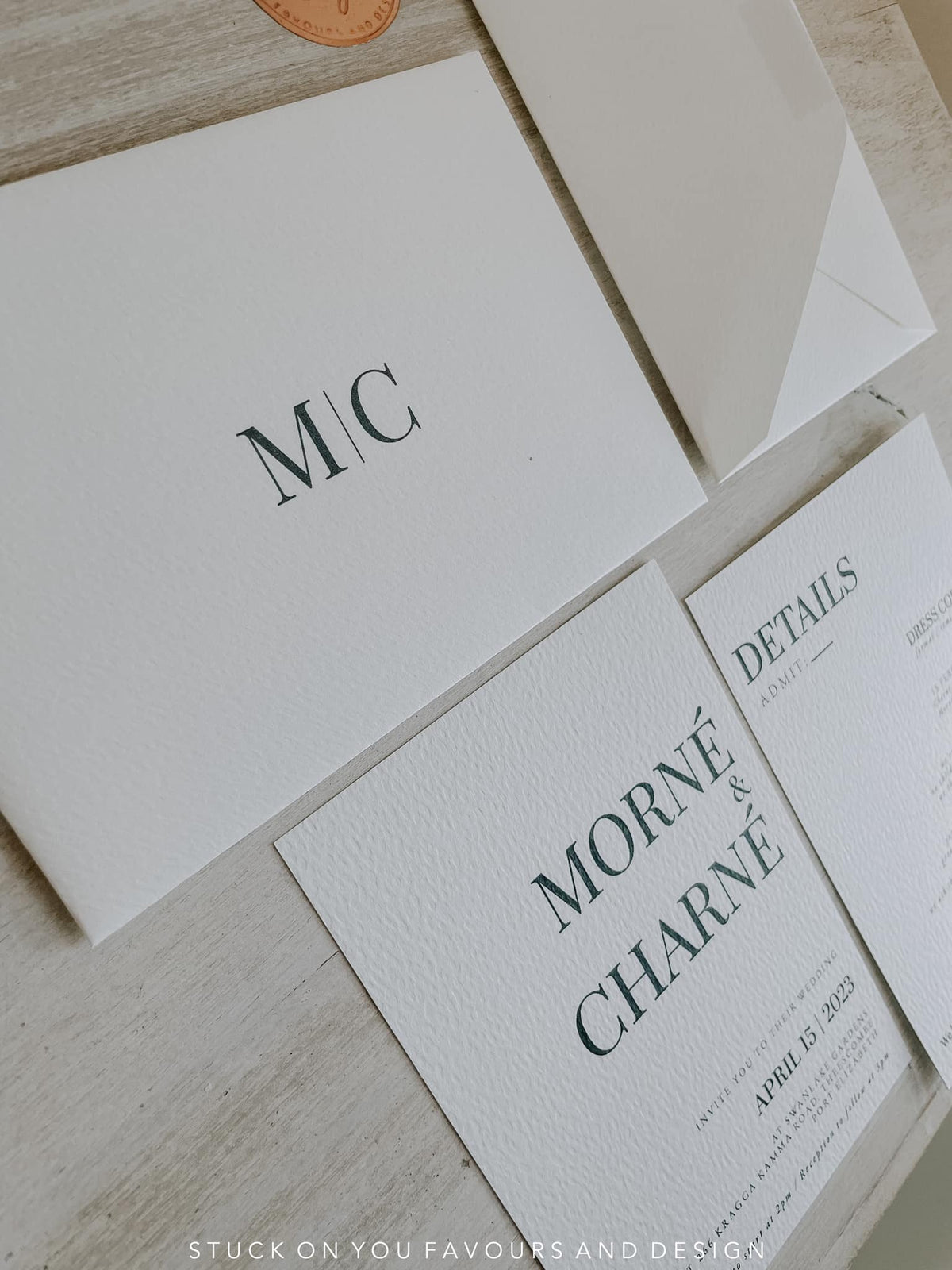 Textured Paper Invites Monochrome Textured Invitation Set - Style Charné – Stuck On You Weddings