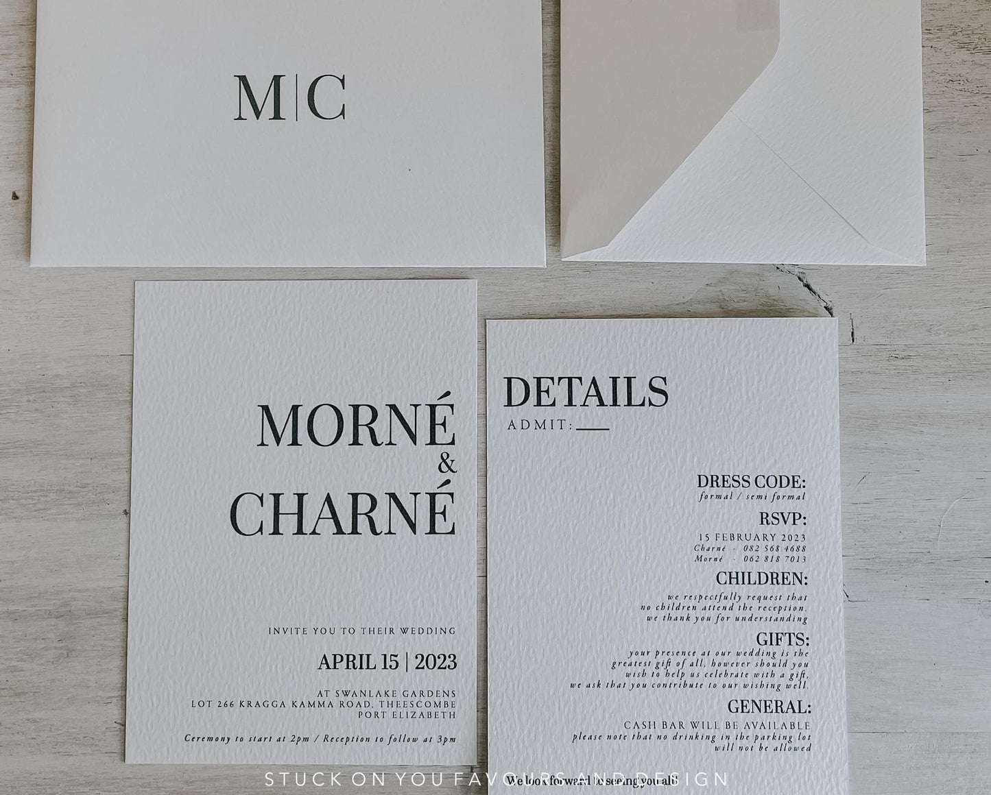 Monochrome Textured Invitation Set - Style Charné