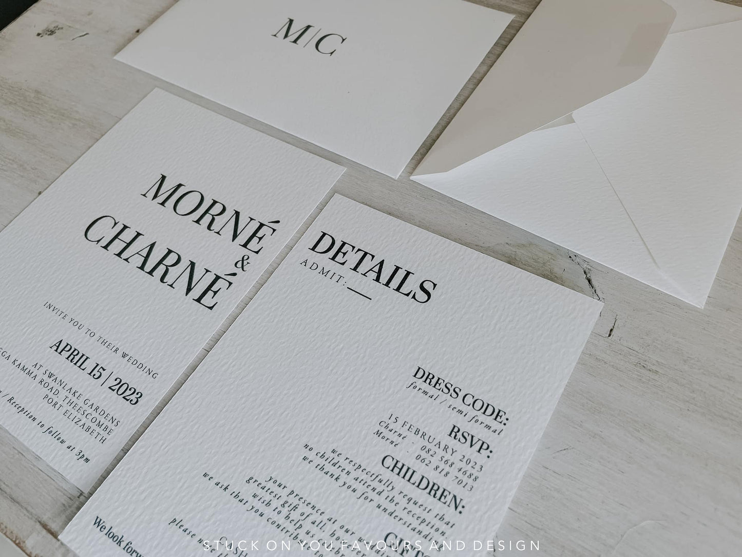 Monochrome Textured Invitation Set - Style Charné