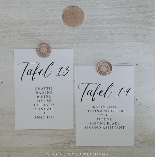 Wax Seal Seating Chart Cards
