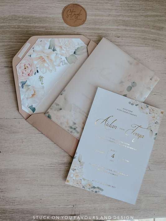 Blush Floral Invitation Set - Style Tevya