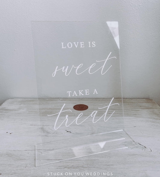 Love is Sweet, Take a Treat - A5 Clear Acrylic Table Talker