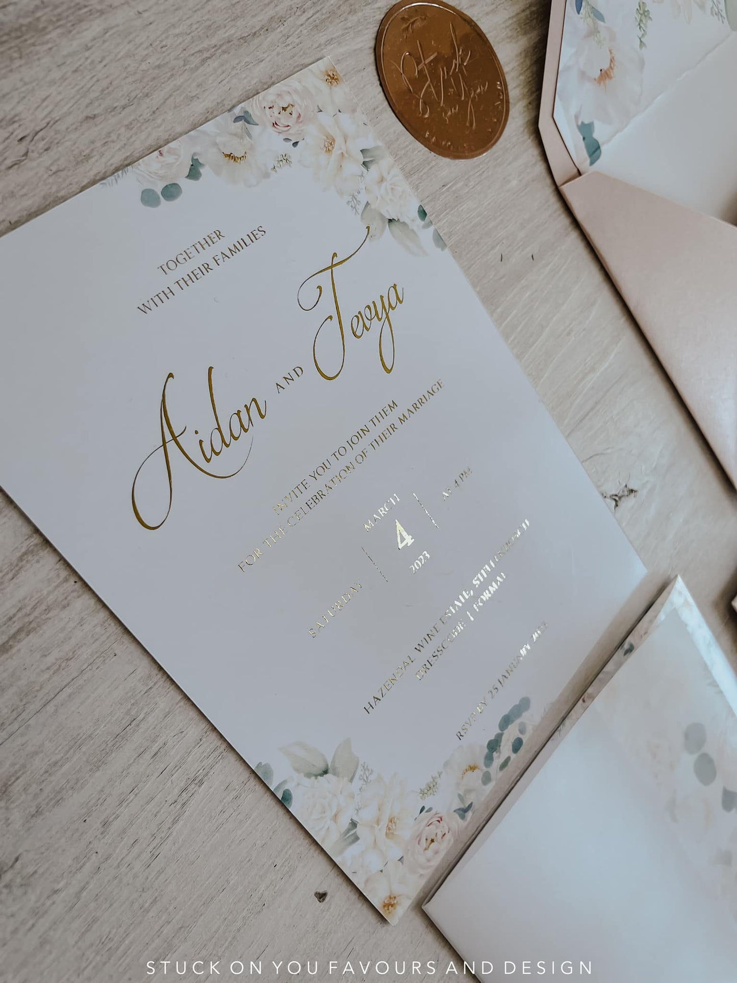 Blush Floral Invitation Set - Style Tevya