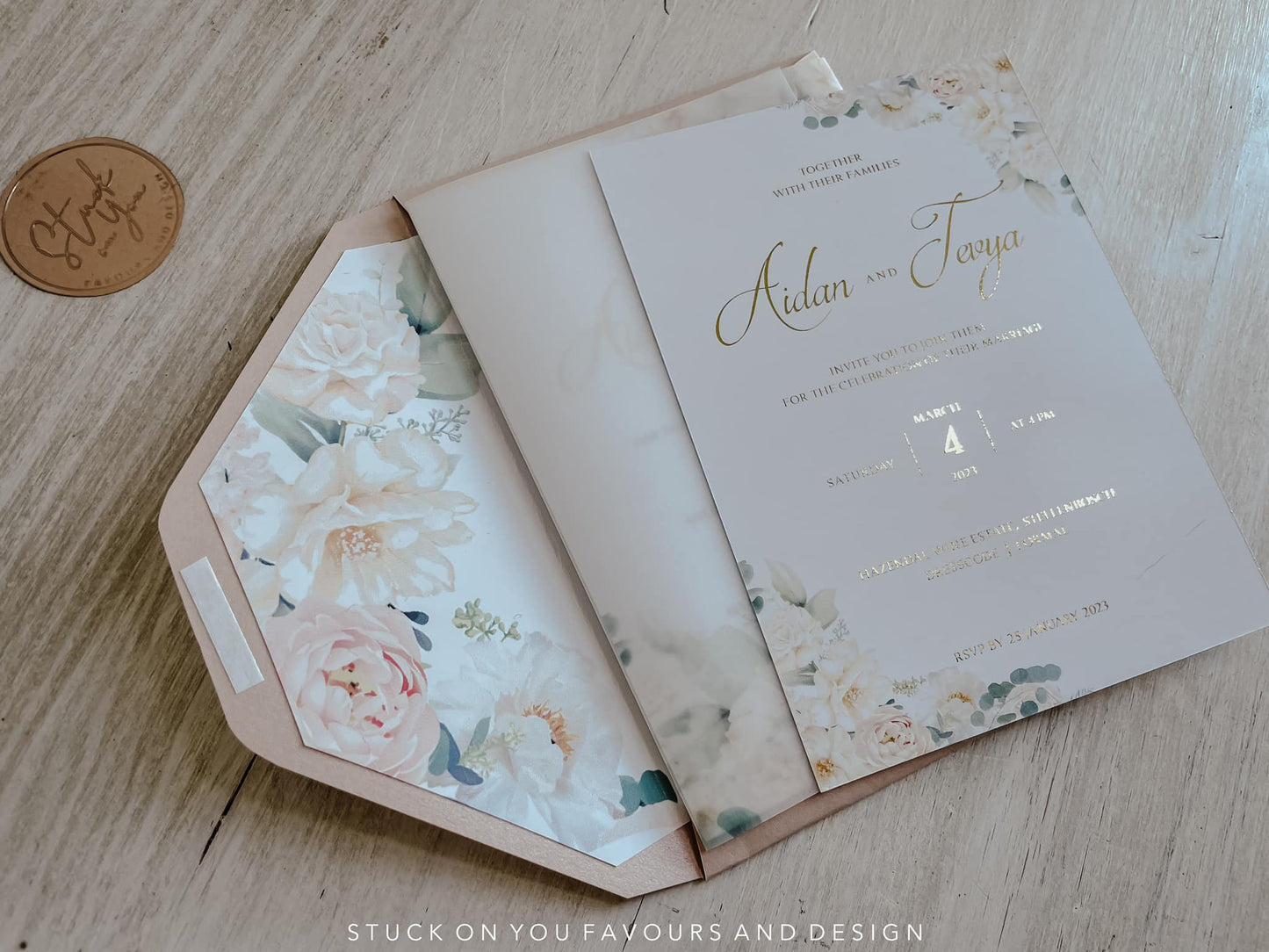 Blush Floral Invitation Set - Style Tevya