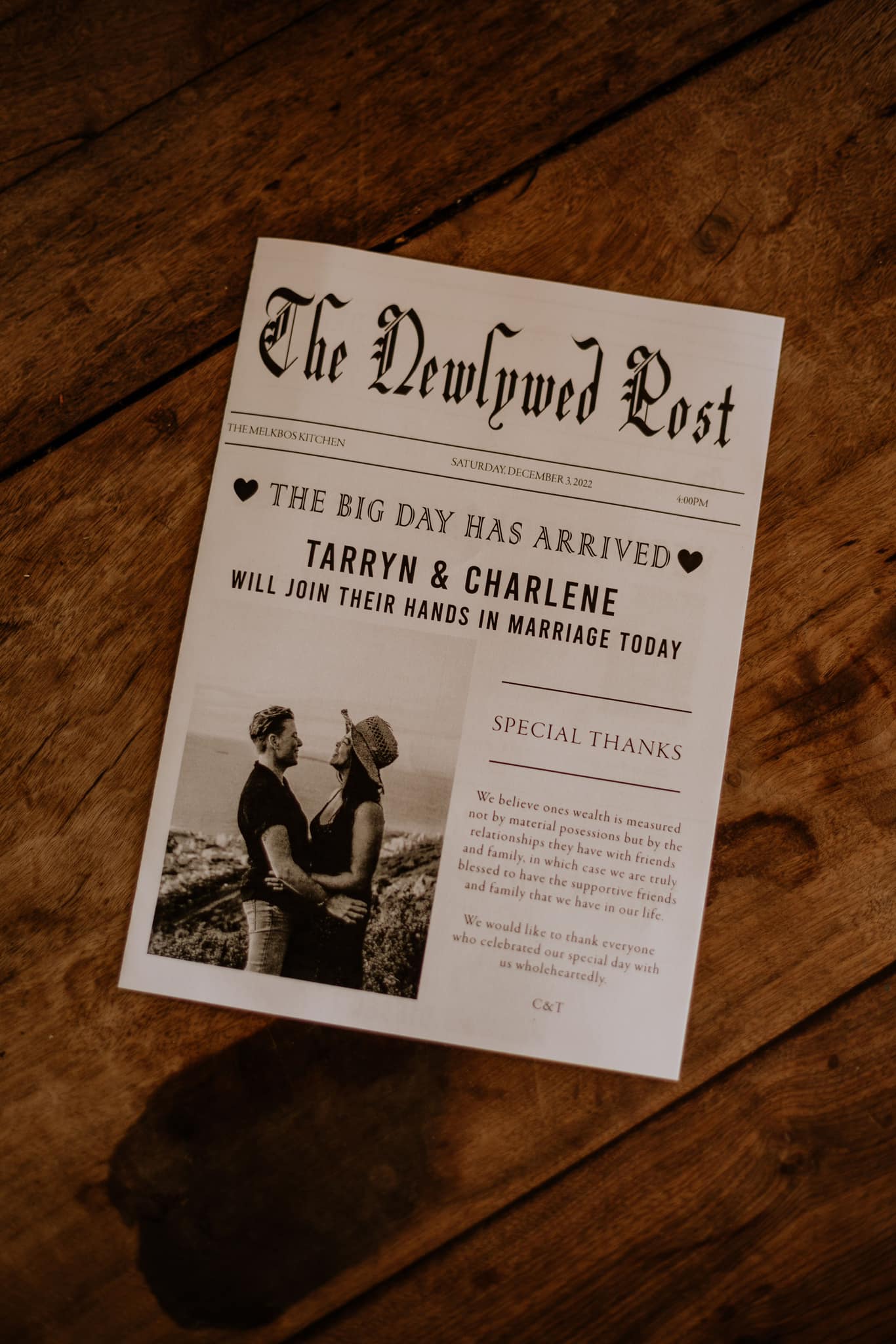Wedding Newspaper Program