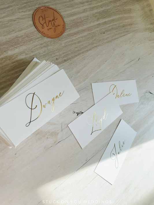 Flatlay Foiled Guest Names
