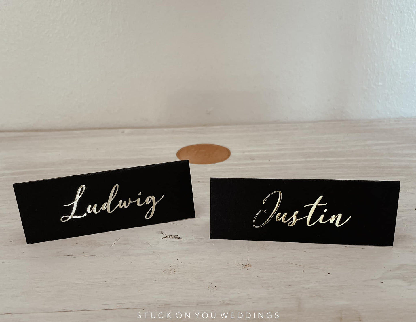 Black Metallic Tented Place Cards