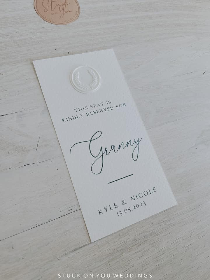 Wax Seal Minimalist Reserved Seating Card