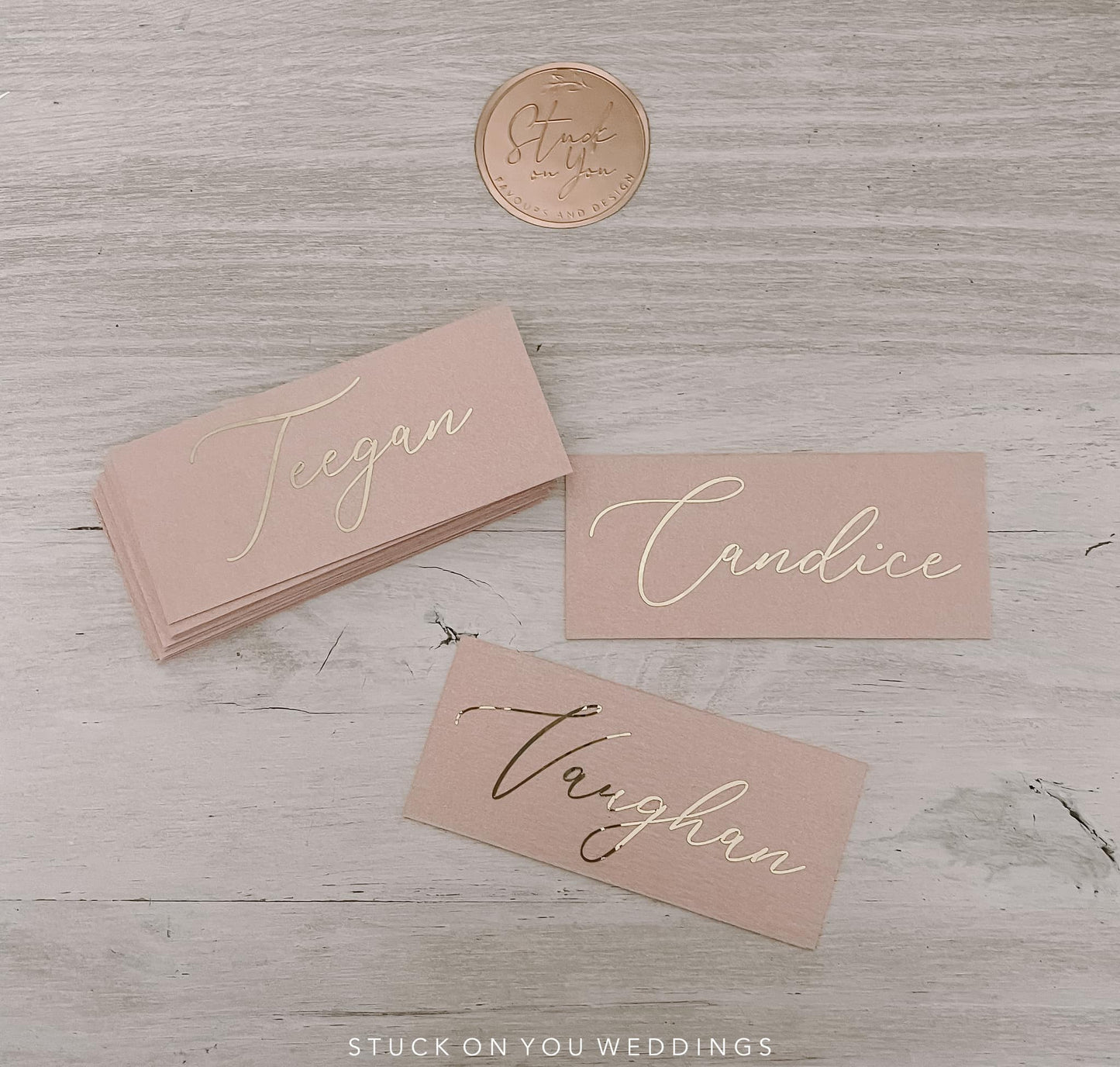 Dusty Pink Metallic Place Card