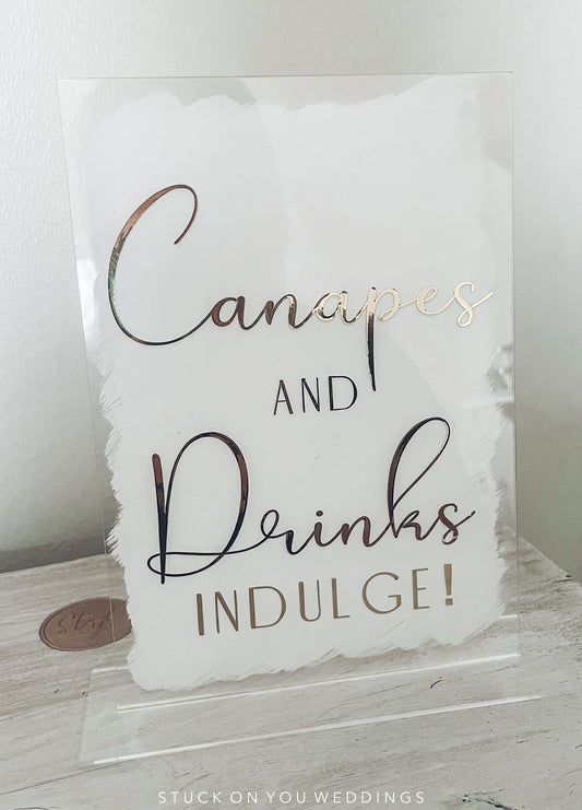 Canapes & Drinks, Indulge! - A5 Acrylic Table Talker