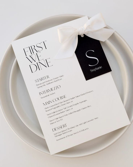 Menu & Bow Name Tag Set - Monochrome