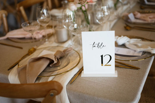 A5 White Acrylic Table Number with vinyl application