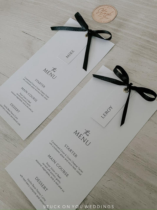 Modern Menu with Ribbon Bow