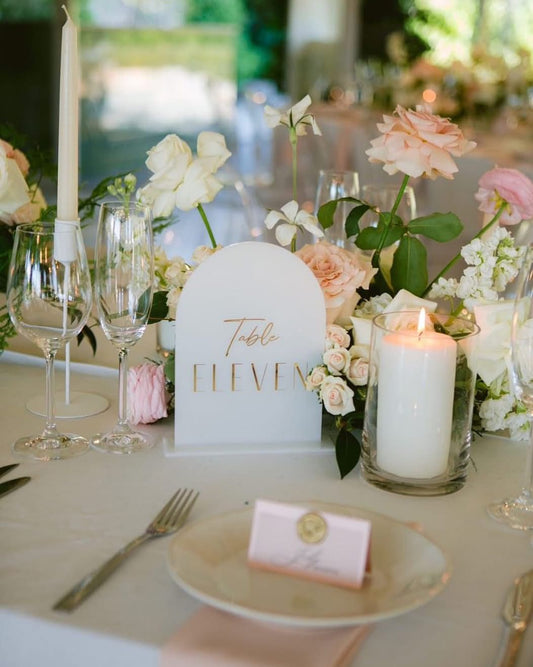 Frosted Acrylic A5 Table Number Arch with Footrest